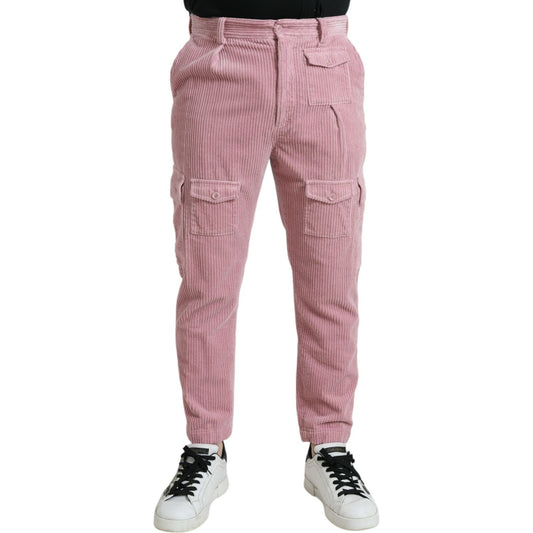 Dolce & Gabbana Pink Corduroy Cotton Stretch Skinny Cargo Jeans Dolce & Gabbana Rosy Brown