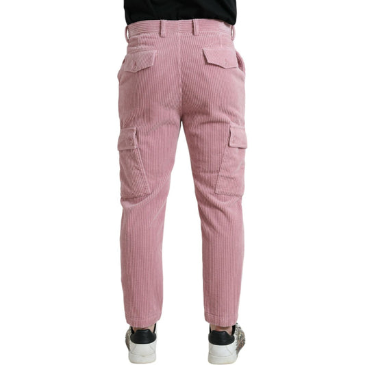 Dolce & Gabbana Pink Corduroy Cotton Stretch Skinny Cargo Jeans Dolce & Gabbana Rosy Brown