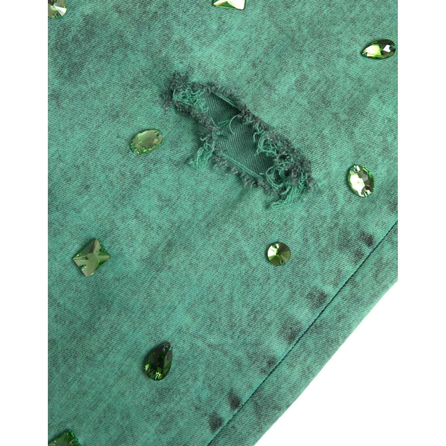 بنطلون جينز ضيق من القطن المرن باللون الأخضر من دولتشي آند غابانا