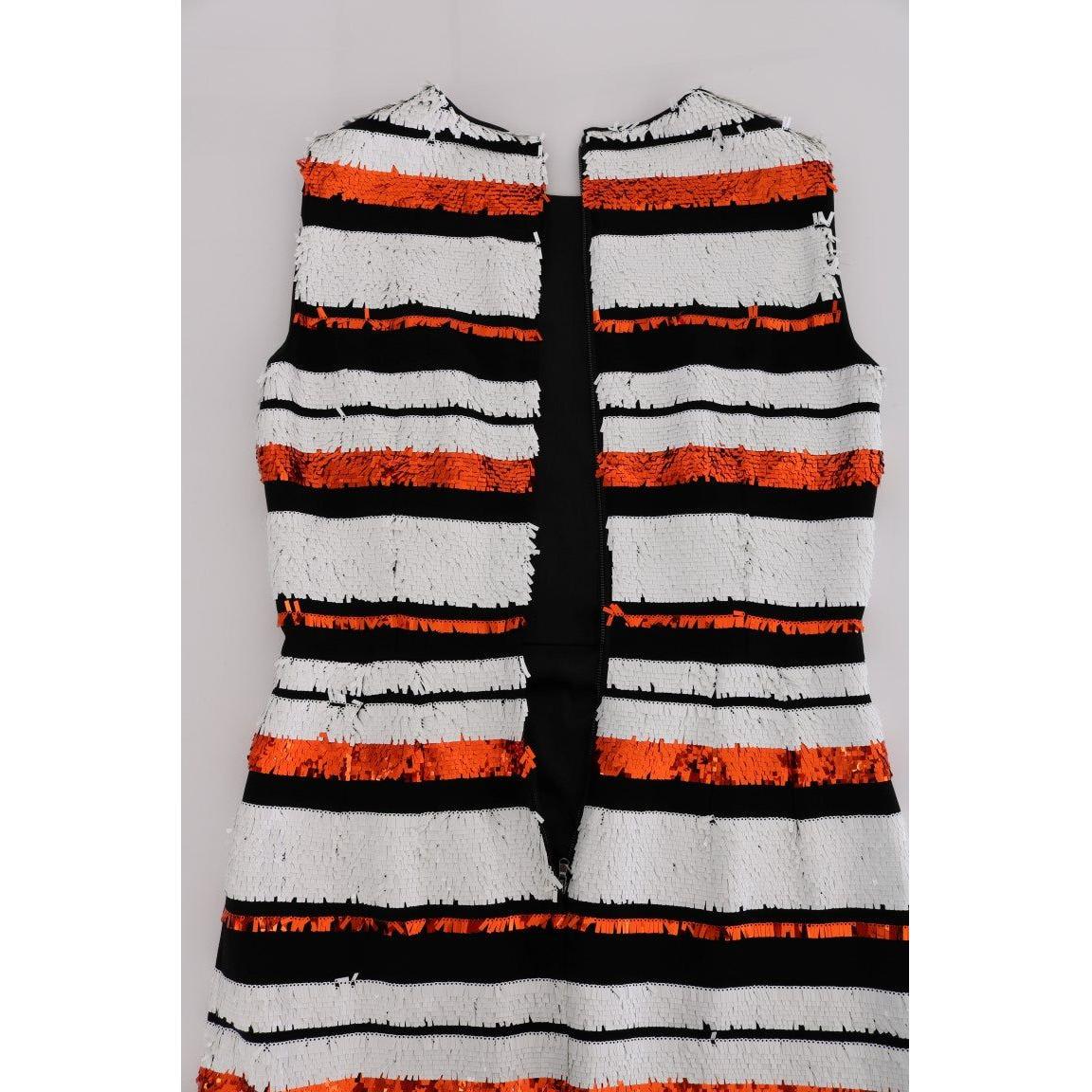 Dolce & Gabbana Multicolored Striped Sequined Stretch Dress