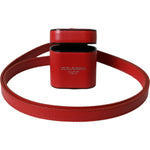 Dolce & Gabbana Red Calfskin Leather Logo Print Strap Men Airpods Case