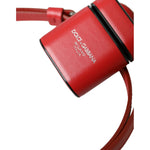 Dolce & Gabbana Red Calfskin Leather Logo Print Strap Men Airpods Case