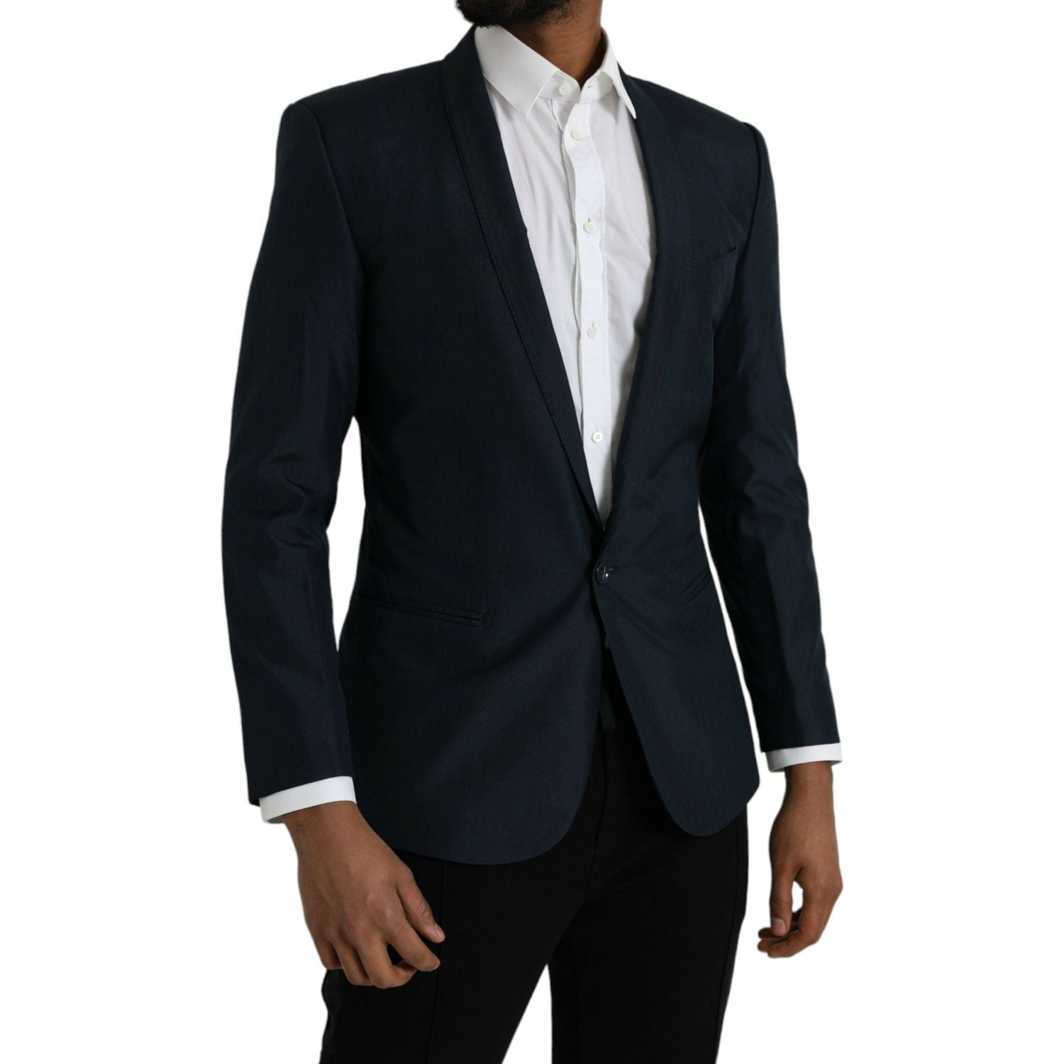 سترة دولتشي آند غابانا ذات الصدر الواحد باللون الأزرق الذهبي