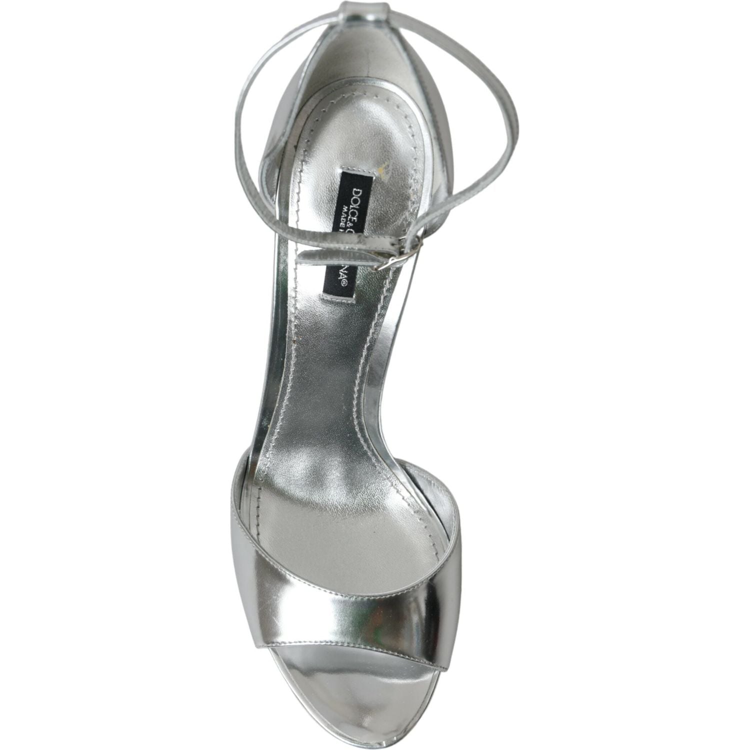 حذاء صندل KEIRA جلدي فضي اللون بكعب من Dolce &amp; Gabbana