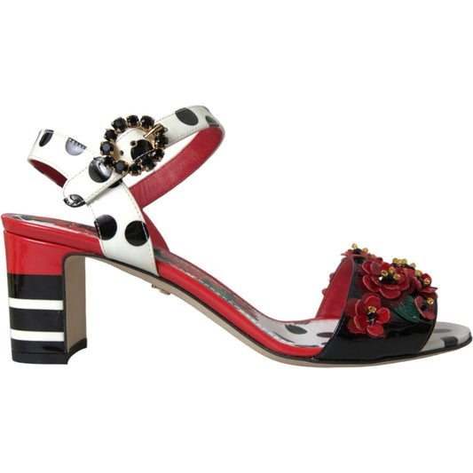 Dolce & Gabbana Multicolor Floral Crystal Leather Sandals Shoes Dolce & Gabbana Sienna