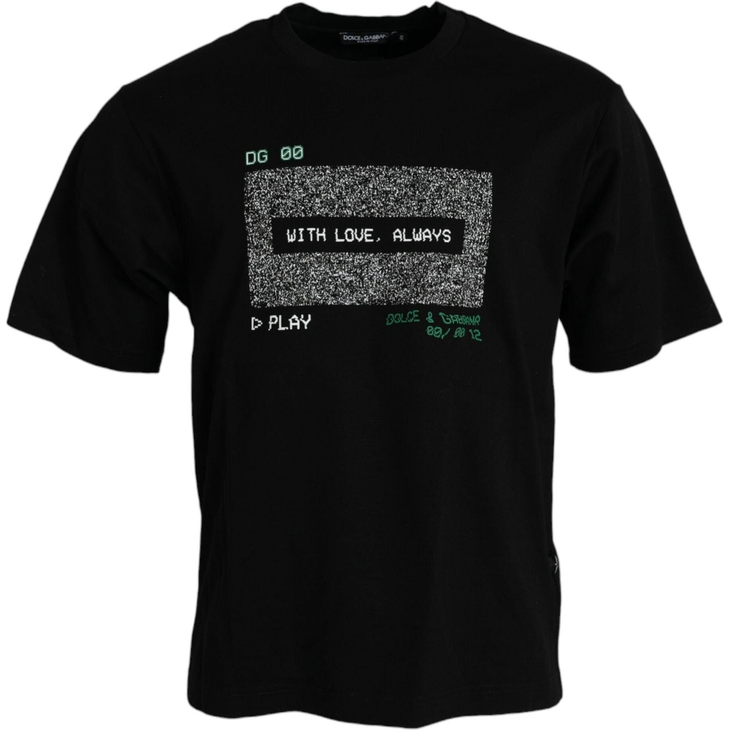 تي شيرت Dolce &amp; Gabbana Black With Love Always Crew Neck Top