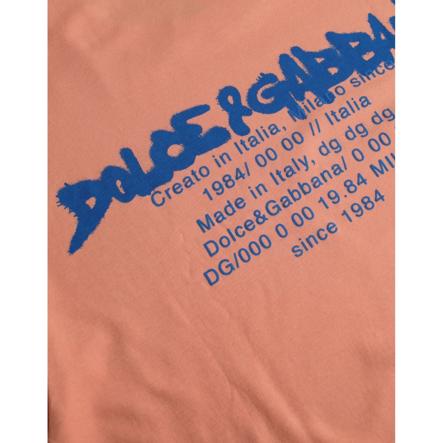 تي شيرت Dolce &amp; Gabbana Coral Cotton مطبوع عليه شعار بأكمام قصيرة