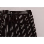 Dolce & Gabbana Bordeaux White Striped Hemp Casual Shorts