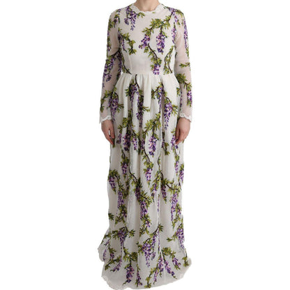 Dolce & Gabbana White Floral Embroidered Maxi Dress