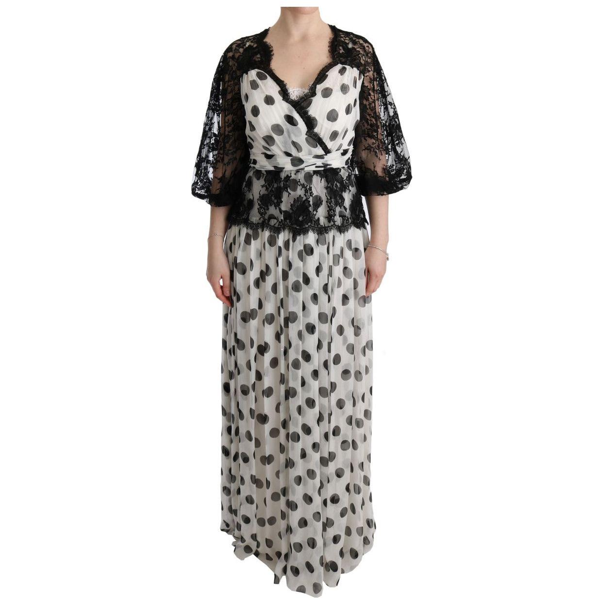 Dolce & Gabbana Black White Polka Dotted Floral Dress