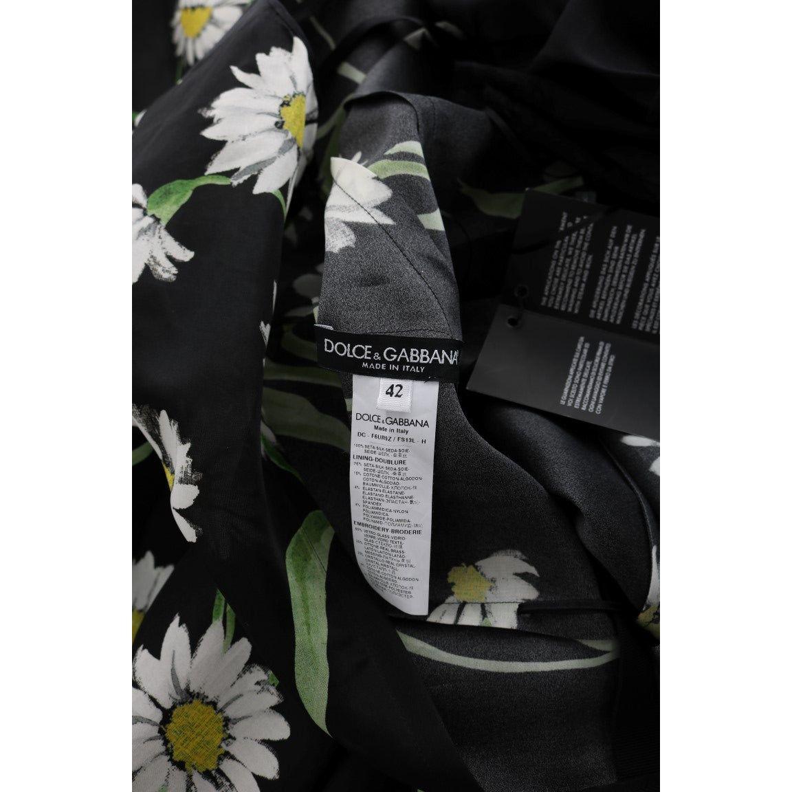 Dolce & Gabbana Multicolor Silk Sunflower Print Long Maxi Dress