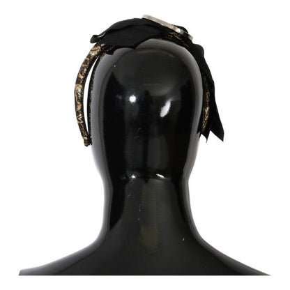 Dolce & Gabbana Black Crystal White Diadem Headband Tiara