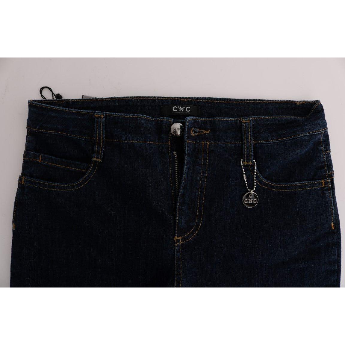 Costume National Blue Cotton Bootcut Flared Jeans Jeans & Pants