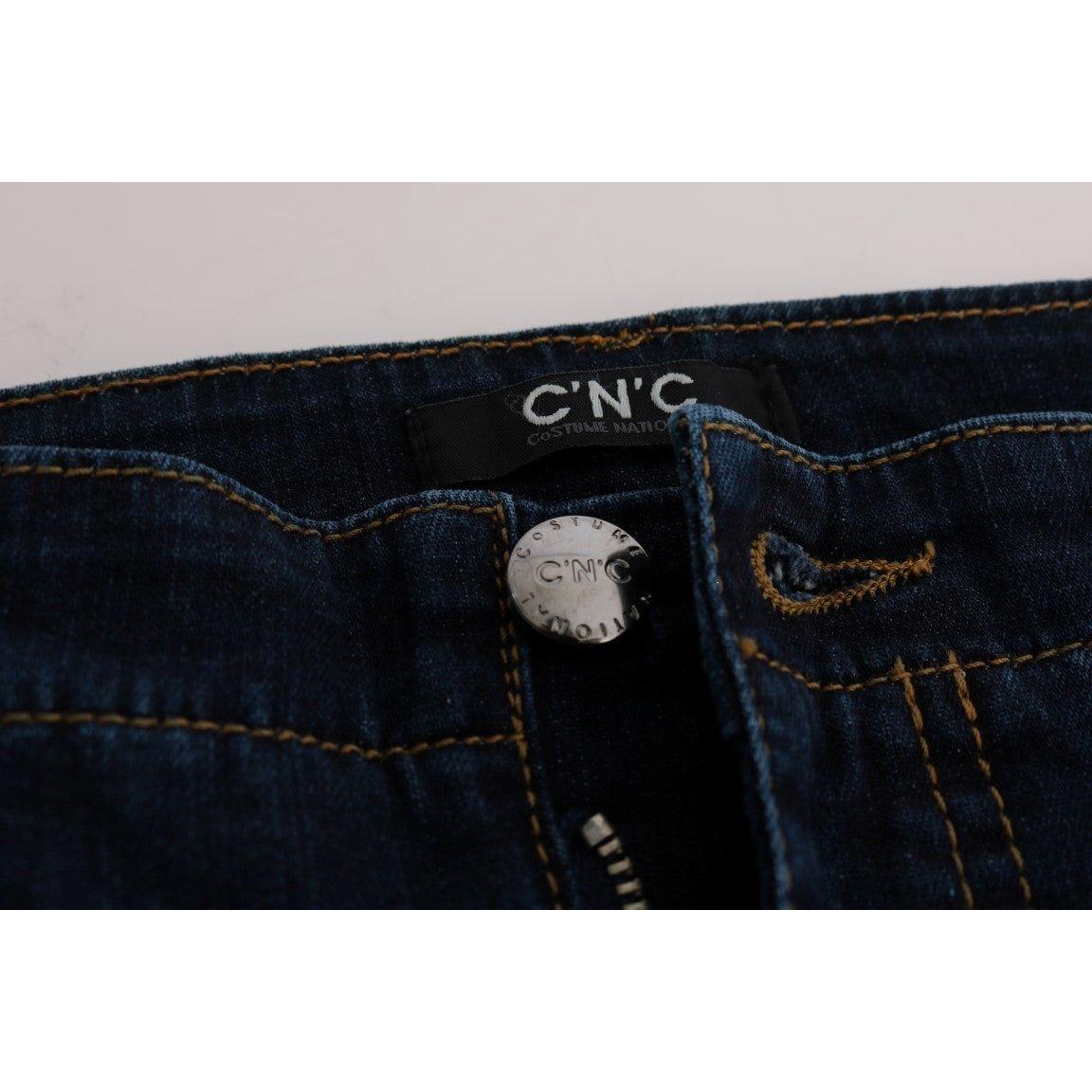 Costume National Blue Cotton Bootcut Flared Jeans Jeans & Pants