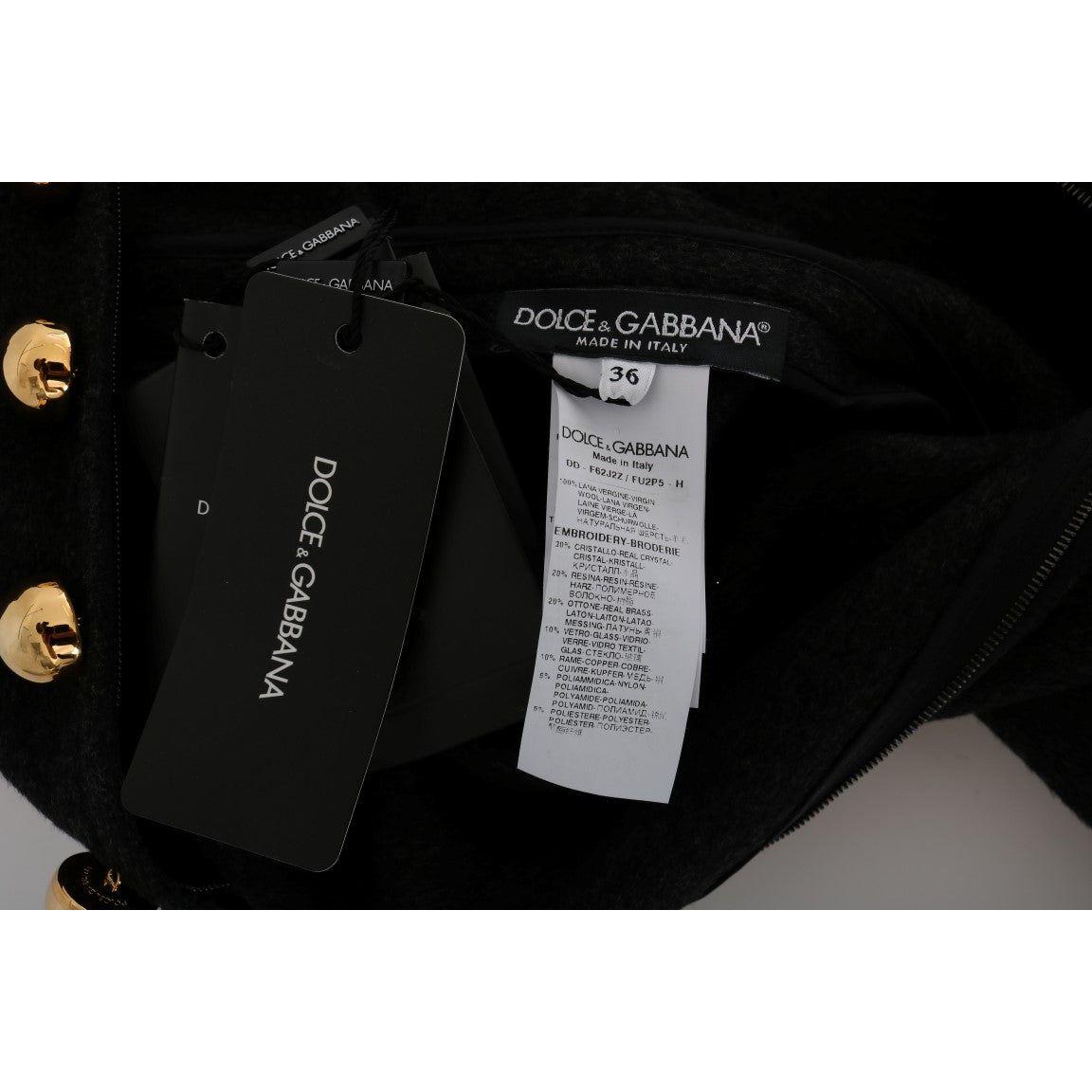 فستان متوسط ​​الطول من الصوف المرصع بالكريستال من دولتشي آند غابانا