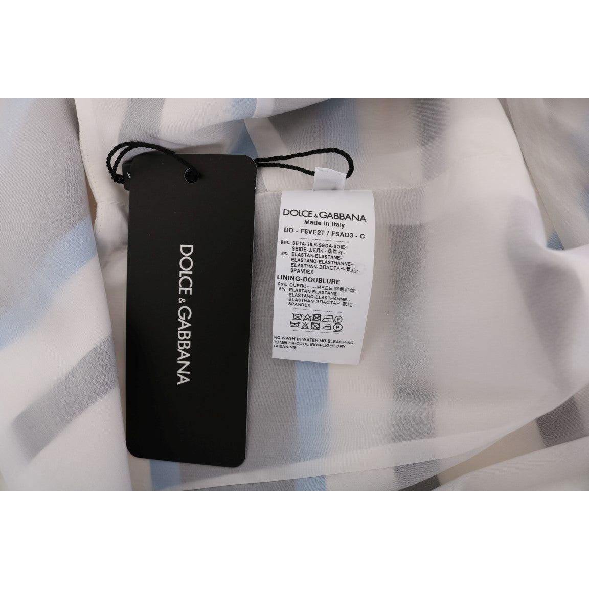 فستان دولتشي آند غابانا الأنيق من الحرير المخطط بدون أكمام