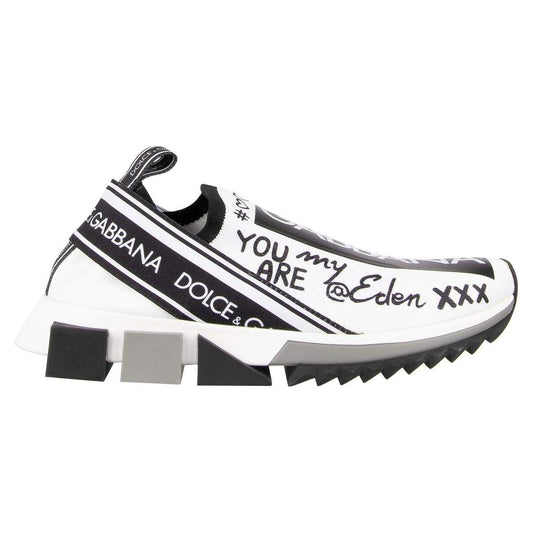 Dolce & Gabbana Elegant Monochrome Printed Stretch Sneakers Dolce & Gabbana Dark Slate Gray