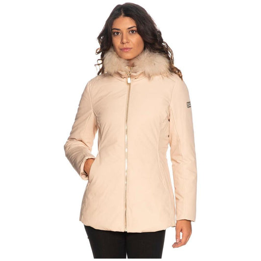 Yes Zee Beige Polyamide Women Jacket Yes Zee Wheat