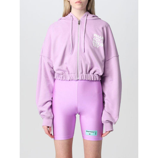 Purple Pharmacy Industry zip-up hoodie in 100% cotton, featuring brand logo, emphasizing comfort and style.