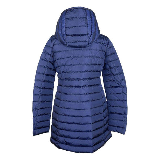 Add Elegant Blue Down Puffer Jacket with Hood Add Dark Slate Blue
