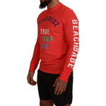 Dsquared² Orange Colorful Print Long Sleeves Top T-shirt Dsquared² Firebrick
