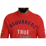Dsquared² Orange Colorful Print Long Sleeves Top T-shirt Dsquared² Firebrick