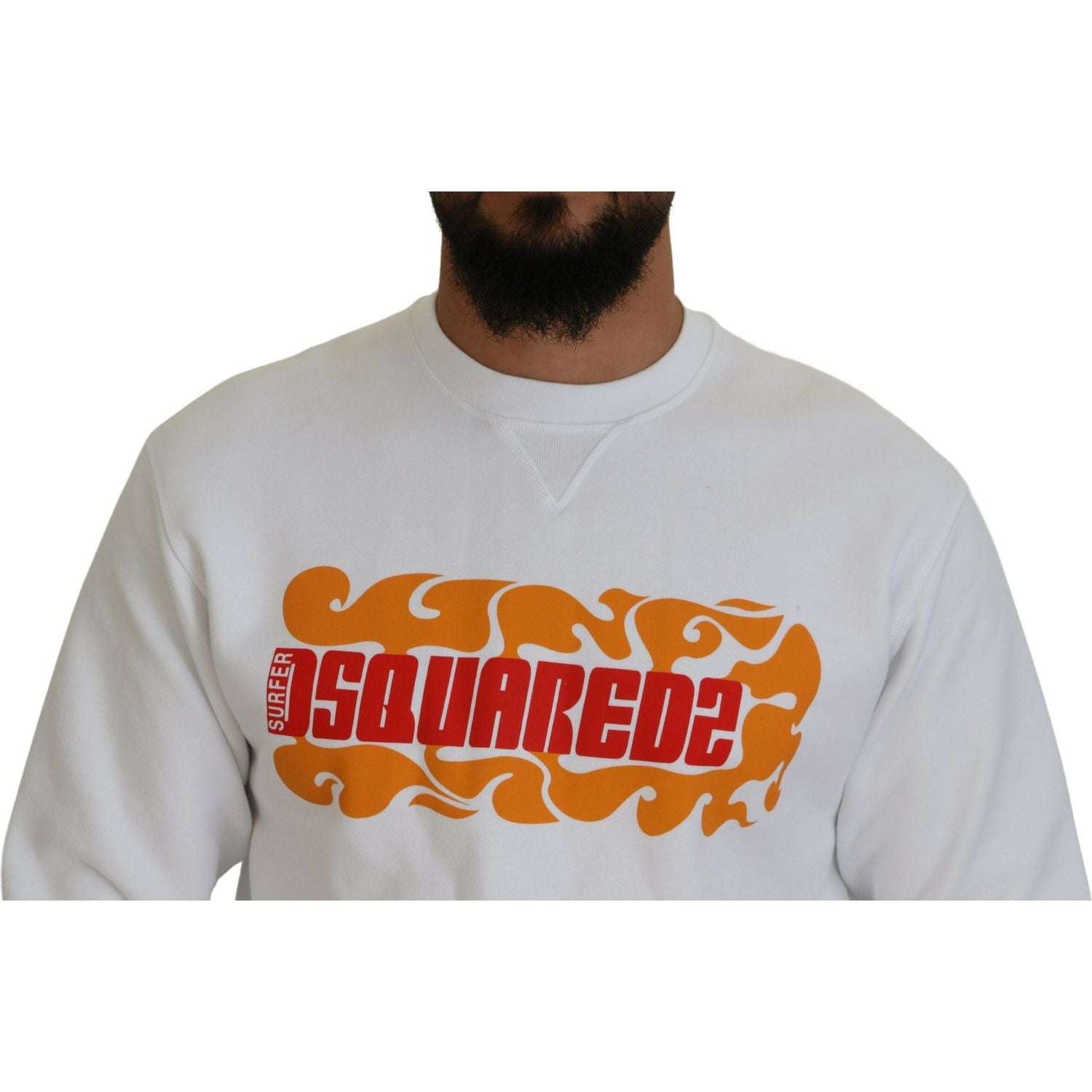 سترة صوفية بأكمام طويلة مطبوعة من القطن الأبيض من Dsquared²