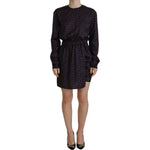 Dsquared² Black Logo Print Long Sleeves A-line Mini Dress DR28838-38