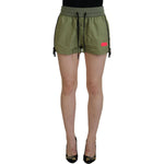 Dsquared² Green Cotton Mid Waist Drawstring Tapered Shorts Dsquared² Dim Gray