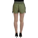 Dsquared² Green Cotton Mid Waist Drawstring Tapered Shorts Dsquared² Dim Gray