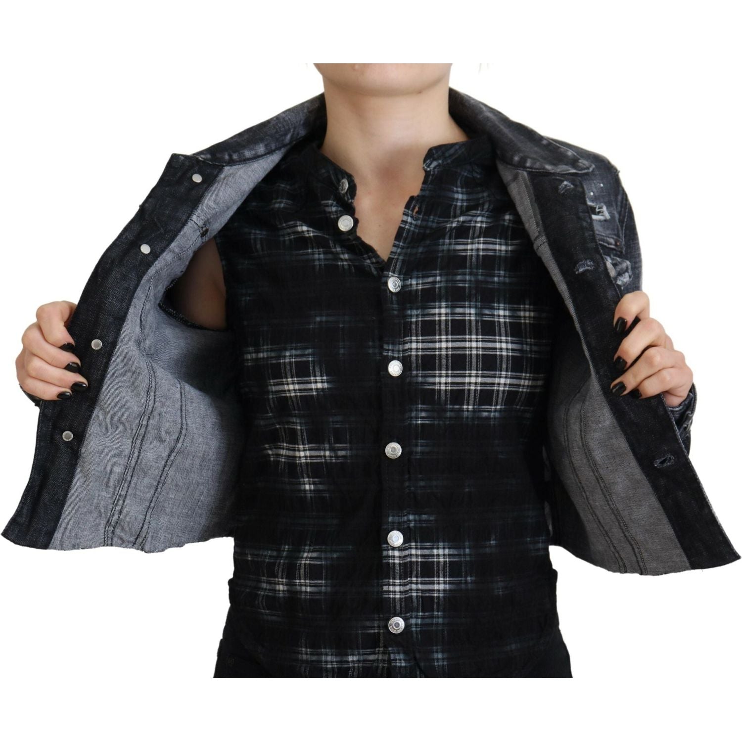 سترة جينز ممزقة من القطن المغسول باللون الرمادي من Dsquared²