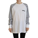 Dsquared² White Cotton Striped Crew Neck Short Sleeve Sweater Dsquared² Gray