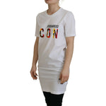 Dsquared² White Cotton Icon Logo Print Crewneck T-shirt Dsquared² Dark Gray