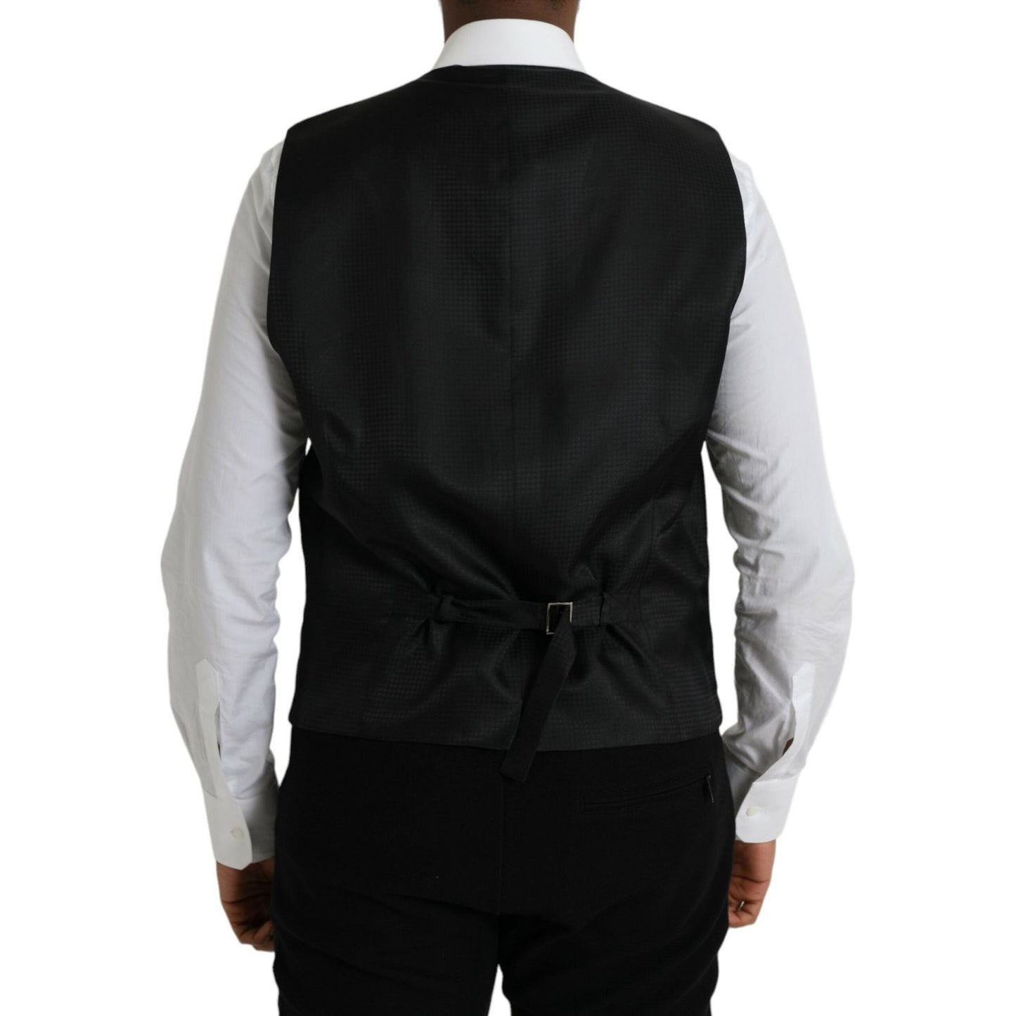Dolce & Gabbana Black Wool Waistcoat Dress Formal Vest