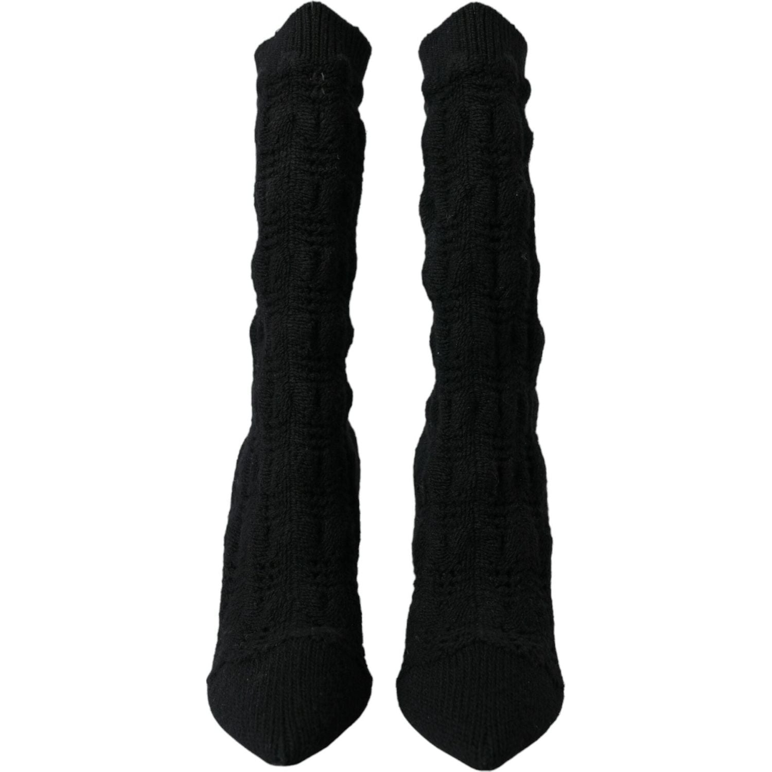 حذاء دولتشي آند غابانا أسود بكعب ستيليتو يصل إلى منتصف الساق