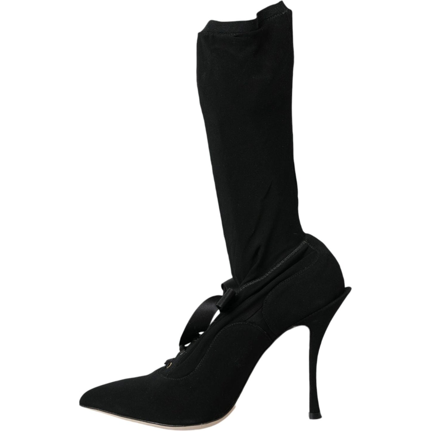 Dolce & Gabbana Black Stiletto Heels Mid Calf Boots Shoes