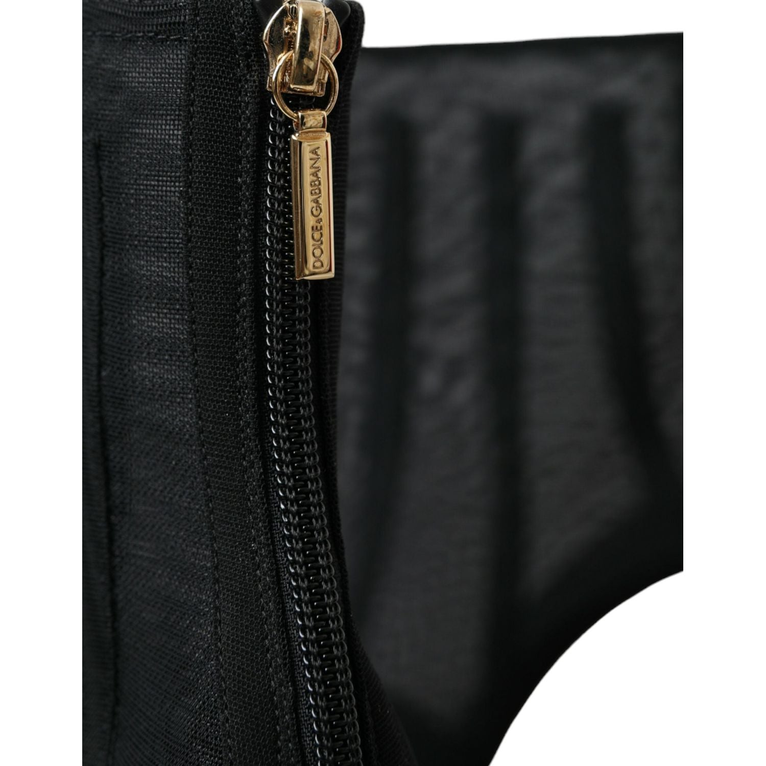 حذاء Dolce &amp; Gabbana أسود بكعب عالٍ من القماش الشبكي