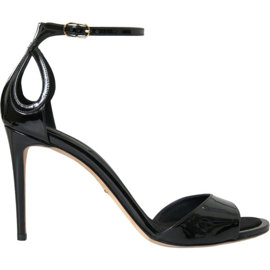 Dolce & Gabbana Black KEIRA Leather Heels Sandals Shoes Dolce & Gabbana Dark Slate Gray