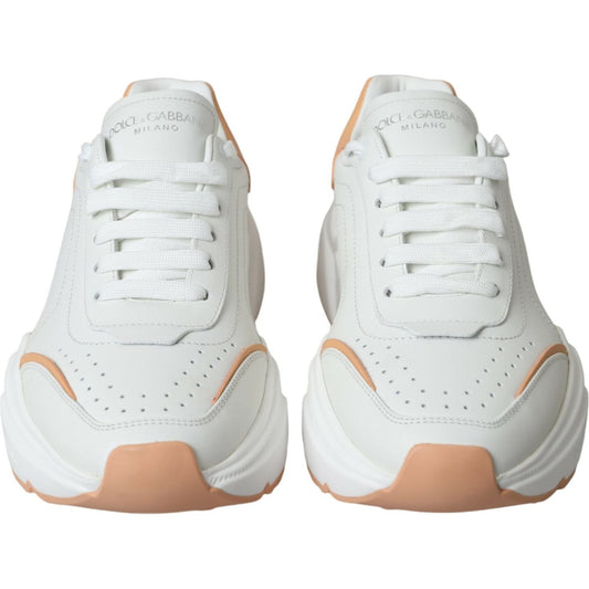 Dolce & Gabbana White Peach DAYMASTER Leather Sneakers Shoes Dolce & Gabbana Light Gray
