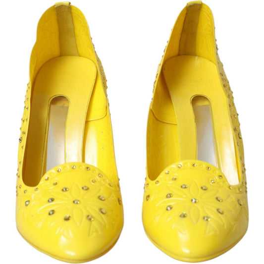 Dolce & Gabbana Yellow Crystal CINDERELLA Heels Pumps Shoes Dolce & Gabbana Goldenrod