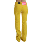 Dsquared² Yellow Cotton Mid Waist Flare Denim Trouser Jeans Dsquared² Goldenrod