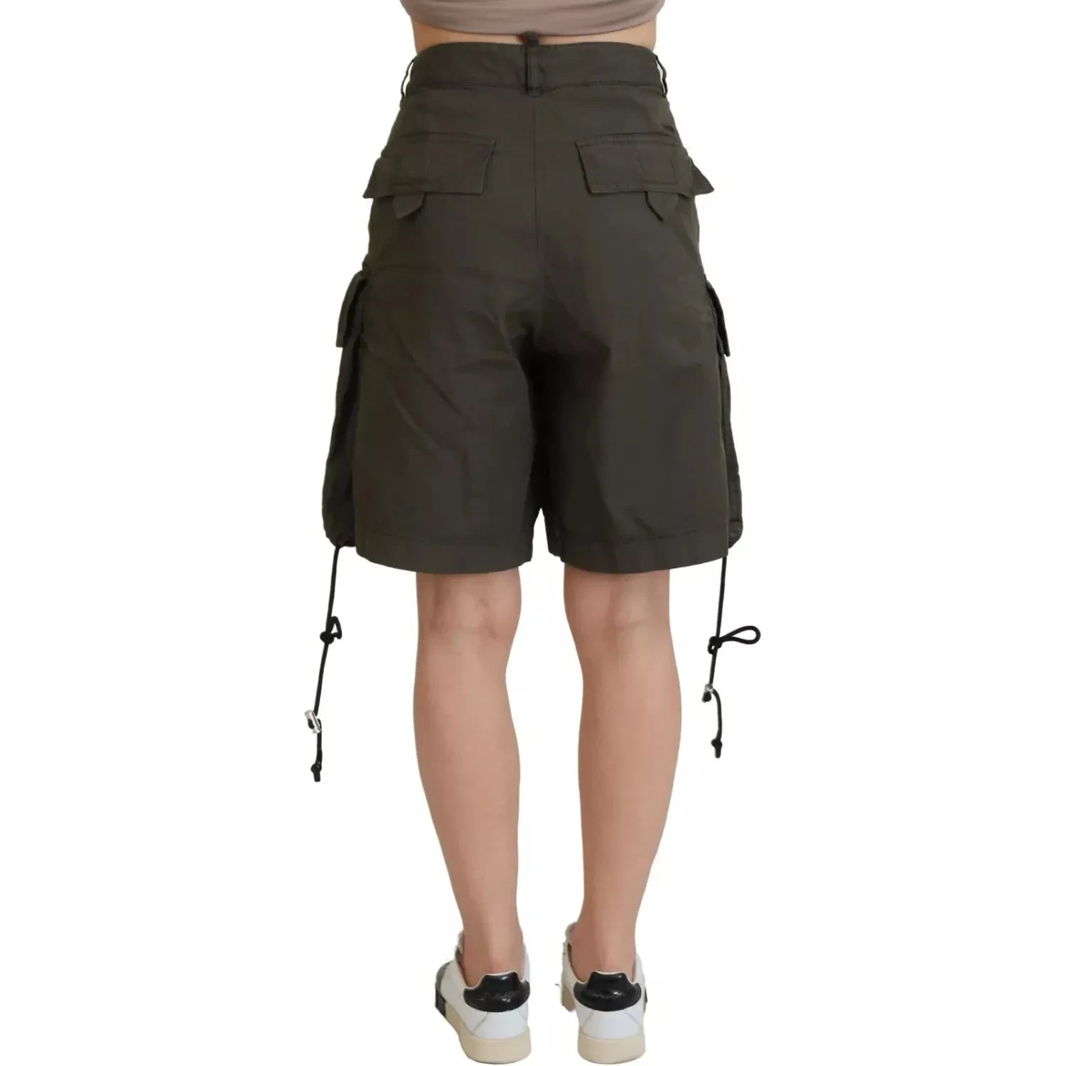 شورت برمودا كارجو عالي الخصر باللون الأخضر للنساء من Dsquared²
