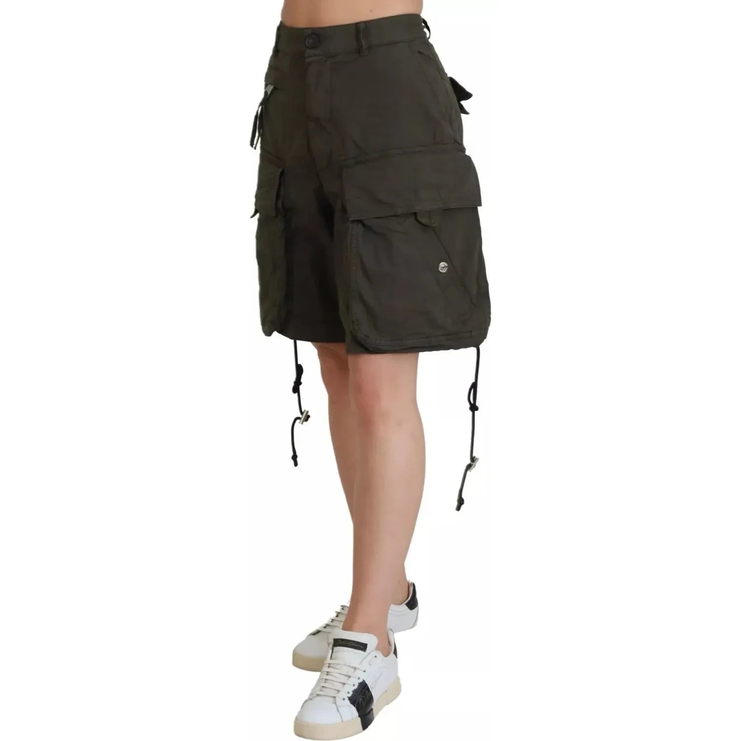 شورت برمودا كارجو عالي الخصر باللون الأخضر للنساء من Dsquared²