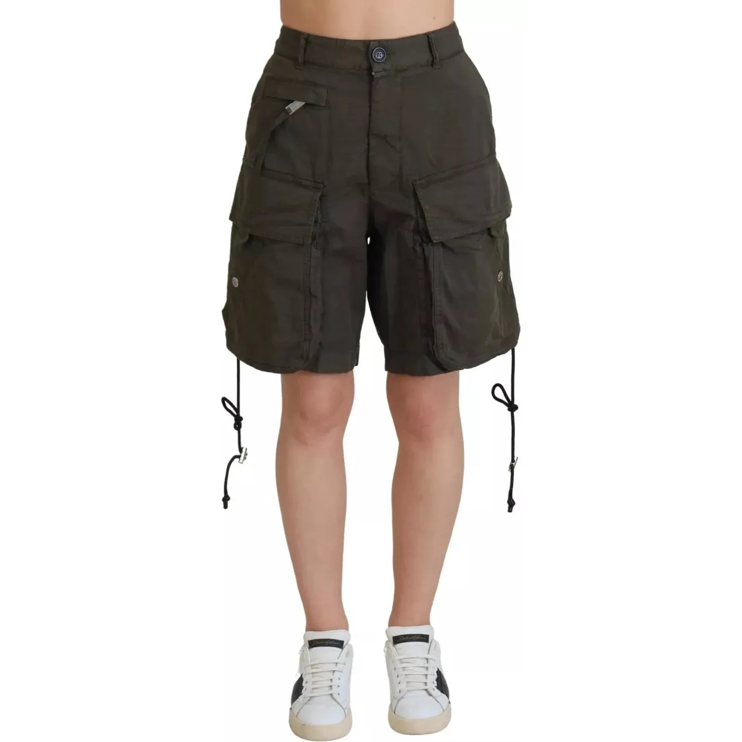 شورت برمودا كارجو عالي الخصر باللون الأخضر للنساء من Dsquared²