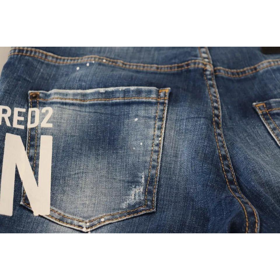 بنطلون جينز قصير بخصر منخفض من Dsquared² Blue Icon للفتيات الصغيرات