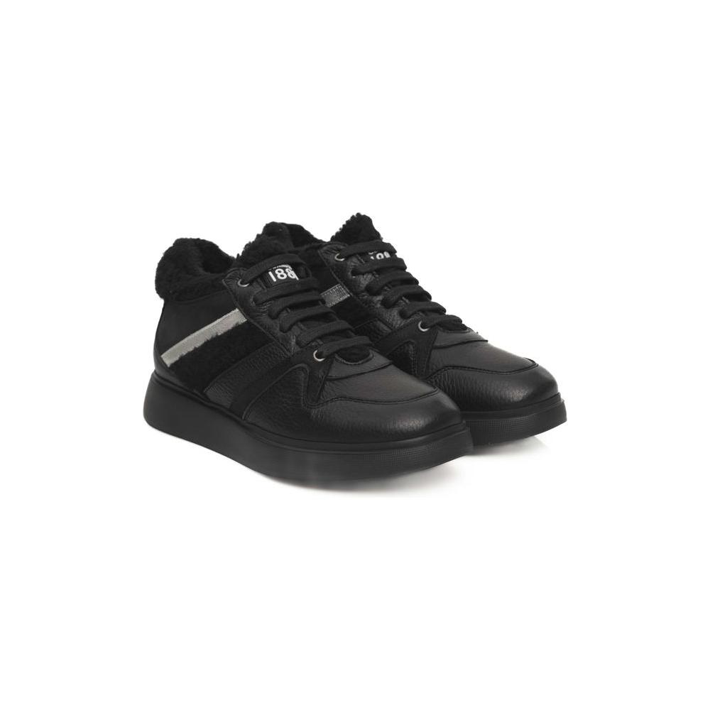 Cerruti 1881 Black Cowhide Women Platform Sneaker