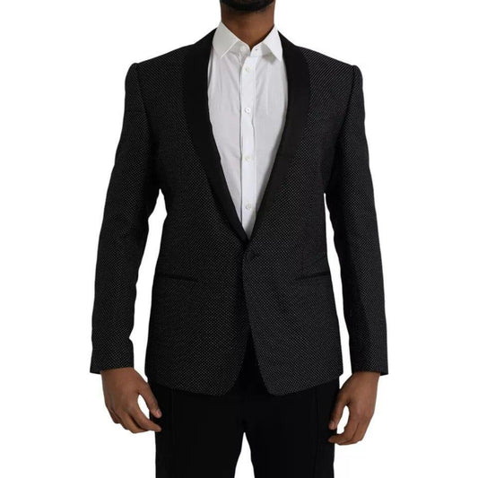 Dolce & Gabbana Black Jacquard MARTINI Single Breasted Coat Blazer Dolce & Gabbana Black