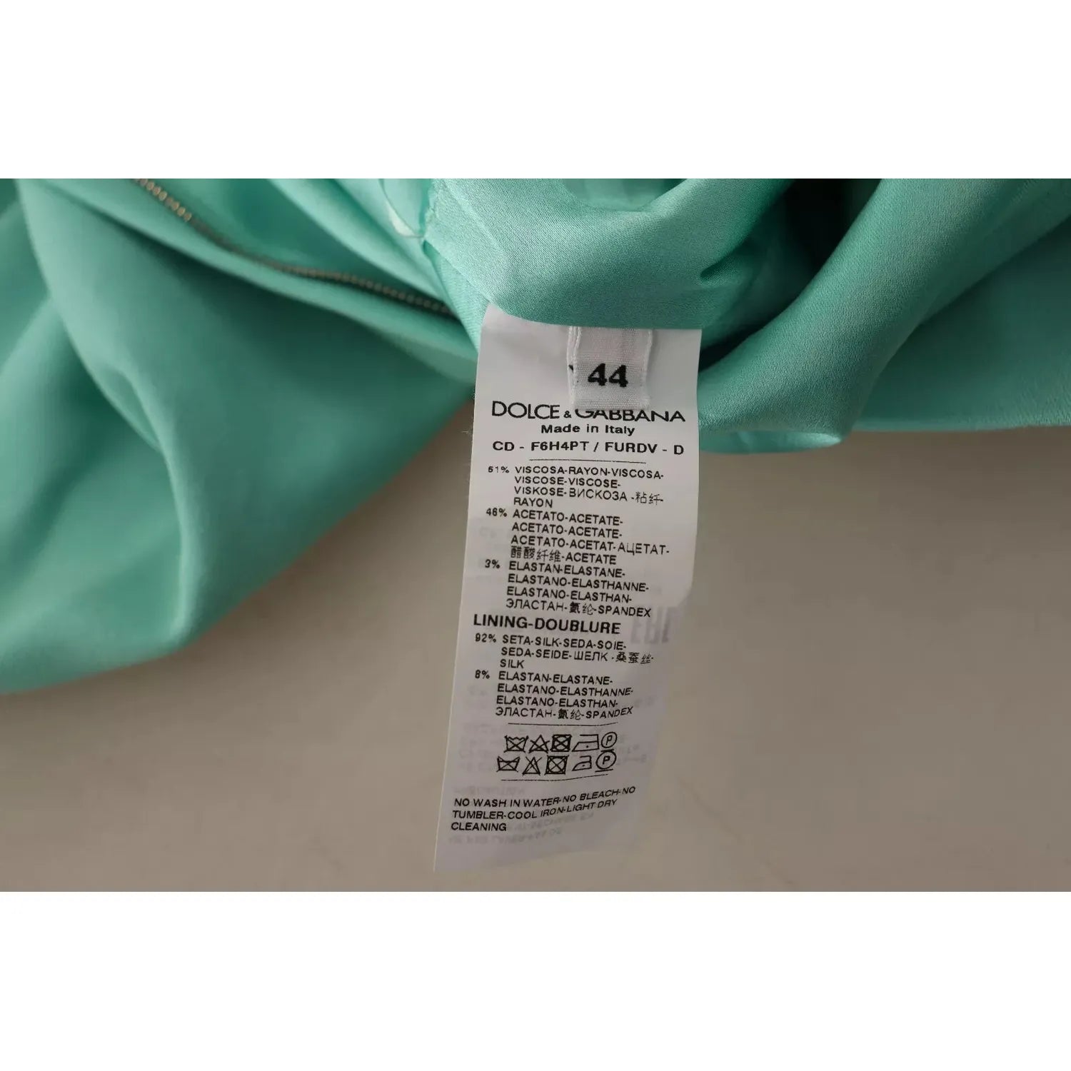 فستان دولتشي آند غابانا متوسط ​​الطول بفتحة رقبة مربعة وأخضر نعناعي