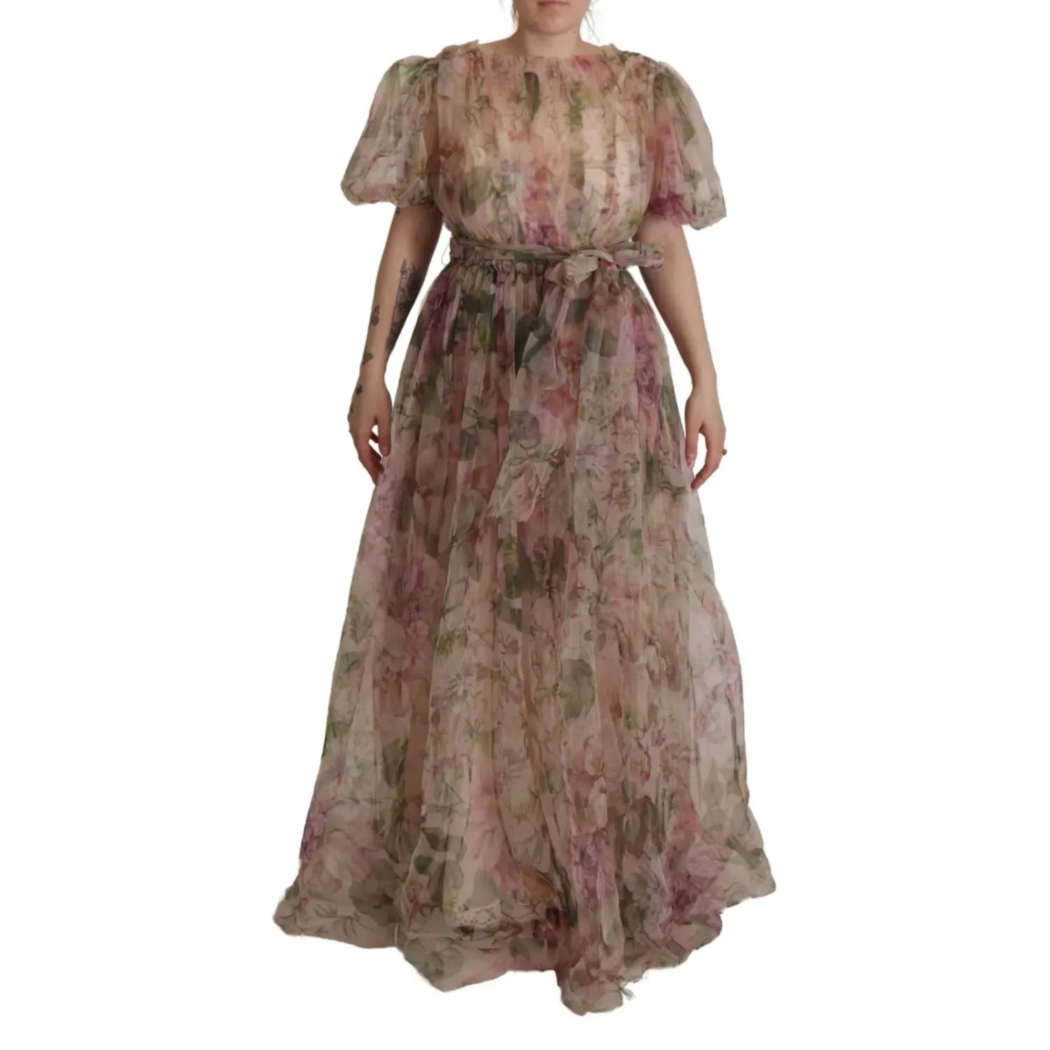 Dolce & Gabbana Multicolor Floral Print Long Maxi Gown Dress