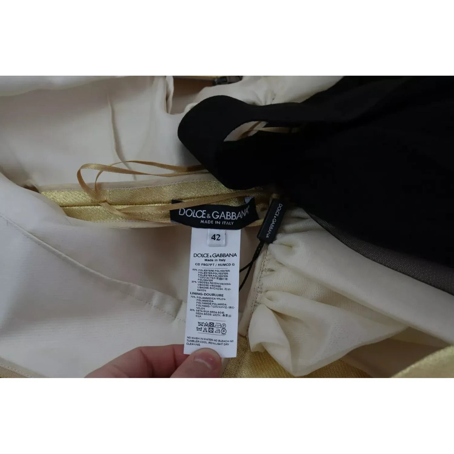 Dolce & Gabbana Gold Polyester Sleeveless A-line Tulle Dress